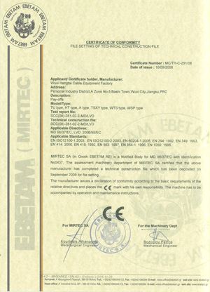 CE Certificate of Payoff Machines