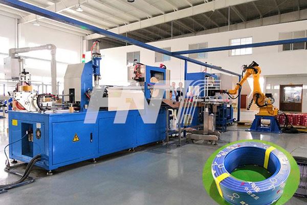 Cable Coiling Strapping Heat Shrinking Line with Robot